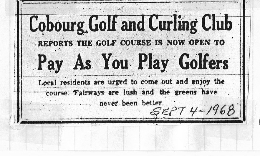 1968-09-04 Golf -Invitation to General Public-Pay as you Play