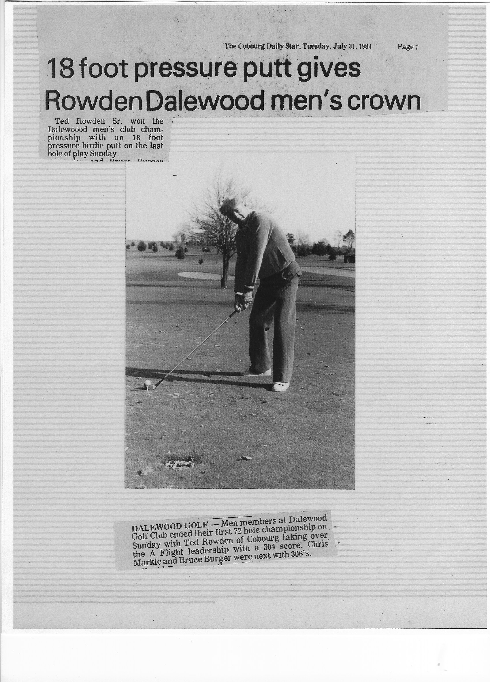 1984-07-31 Golf -Ted Rowden Mens Club Champion