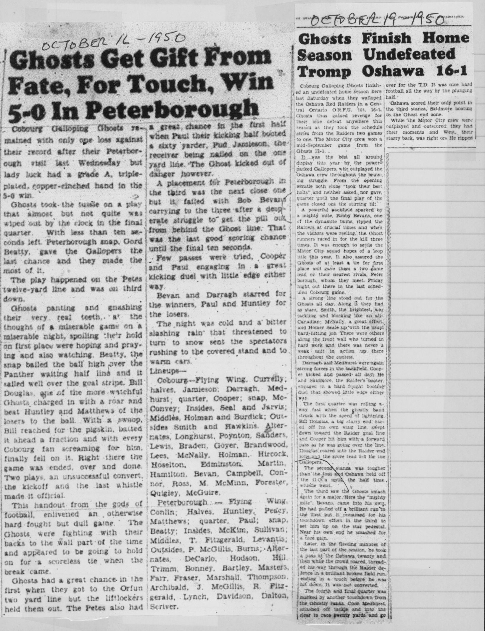 Football -Galloping Ghosts -1950 -A12-season