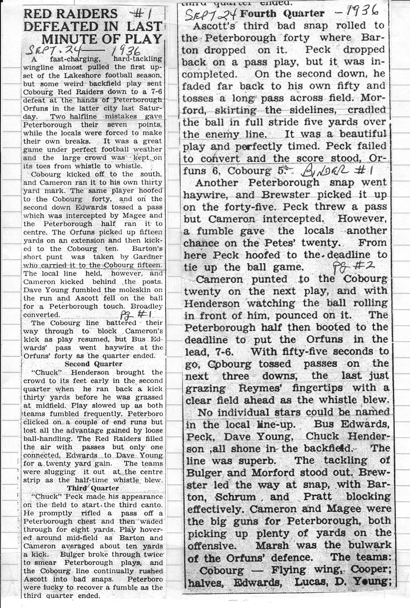 Football -Red Raiders -1936-09-24 -vs Ptbo (P1-2)