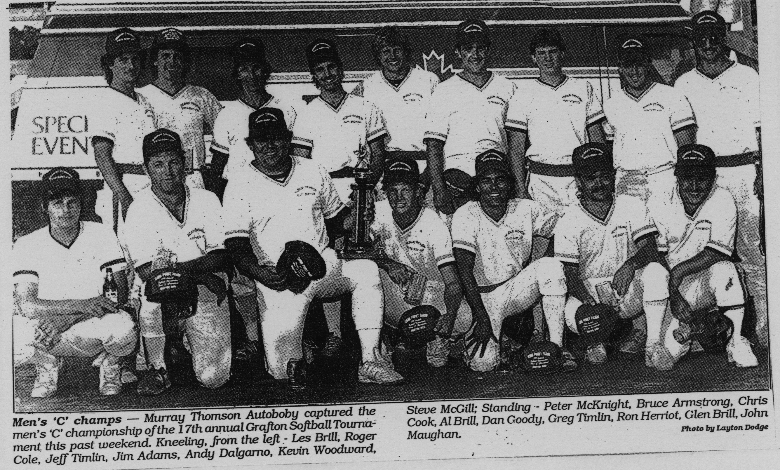 Softball -Grafton Tournament -1989 -Mens-C Champs-Thompson Autobody