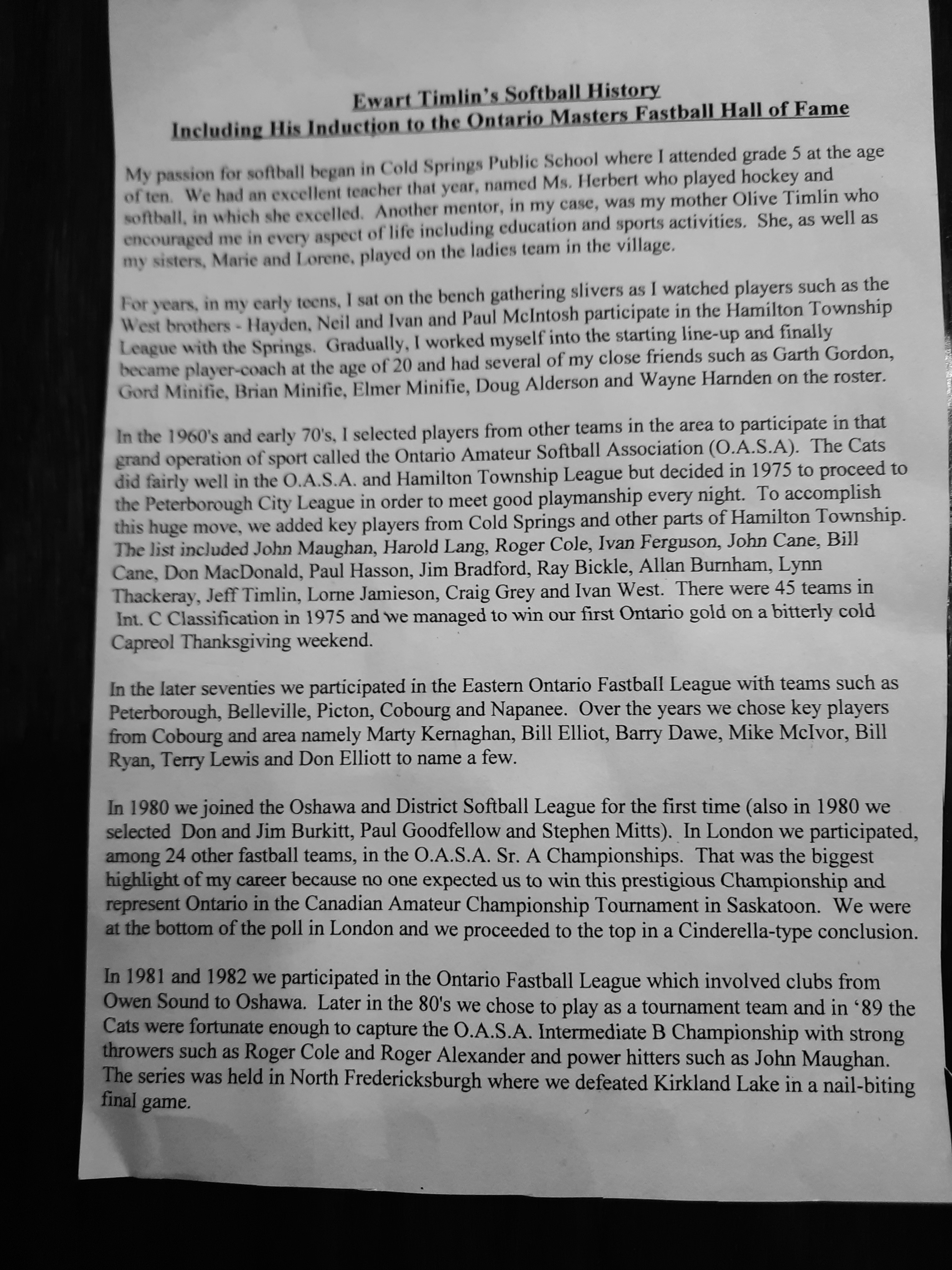 Ewart Timlin History