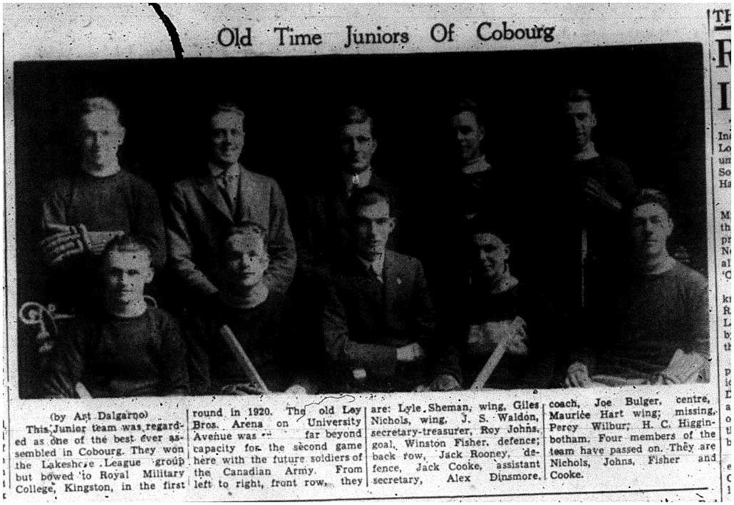 Juniors Cobourg 1920 team photo