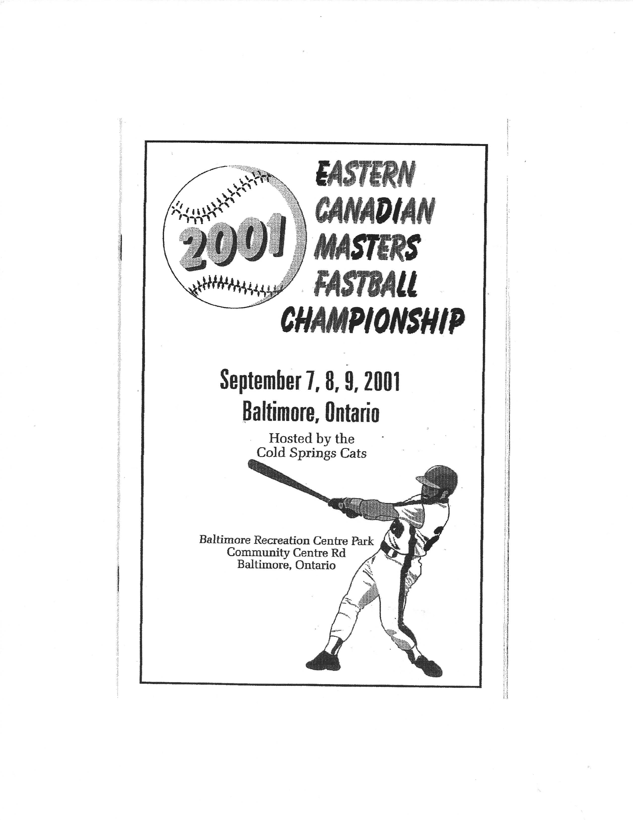 2001 Cold Springs Cats program Masters Tourney