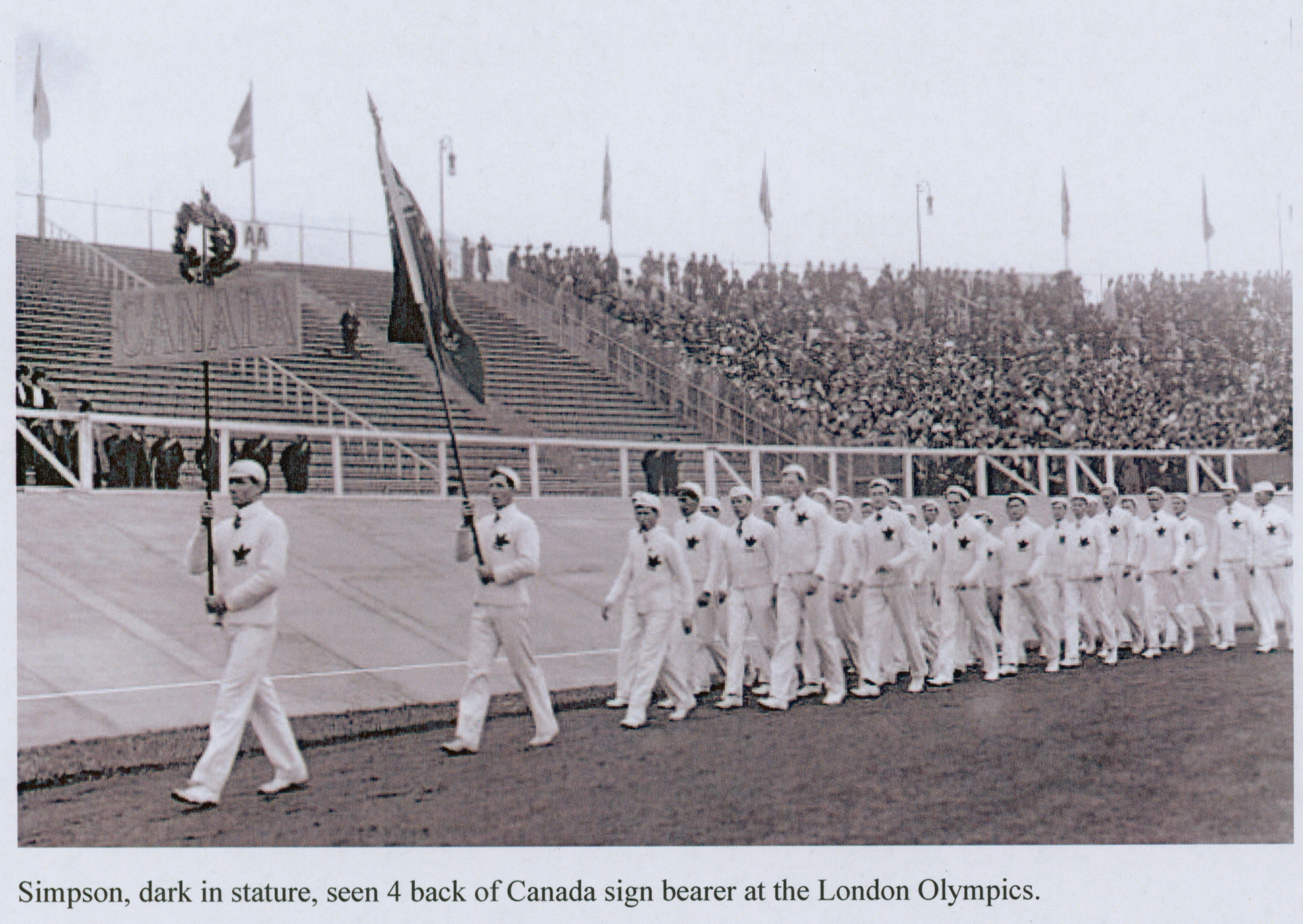 1908 Fred Simpson photo w-Canadian Olympic team entering London Olympics venue