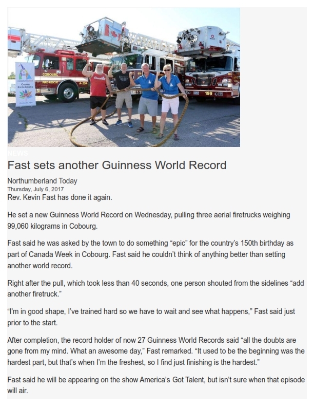 2017 Kevin Fast pulls 3 aerial firetrucks 27th GWR