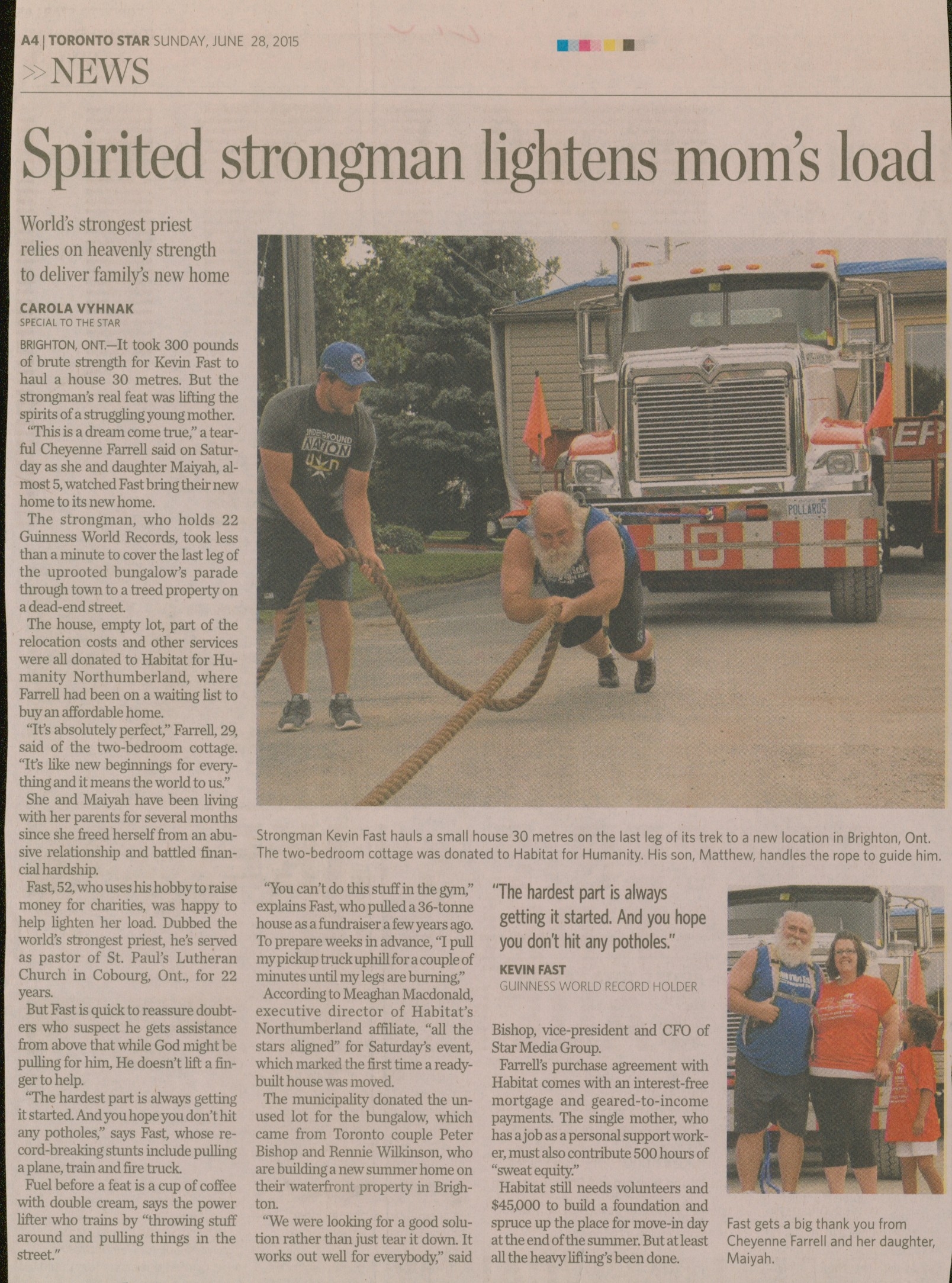 2015 Kevin Fast pulls new home 30 metres