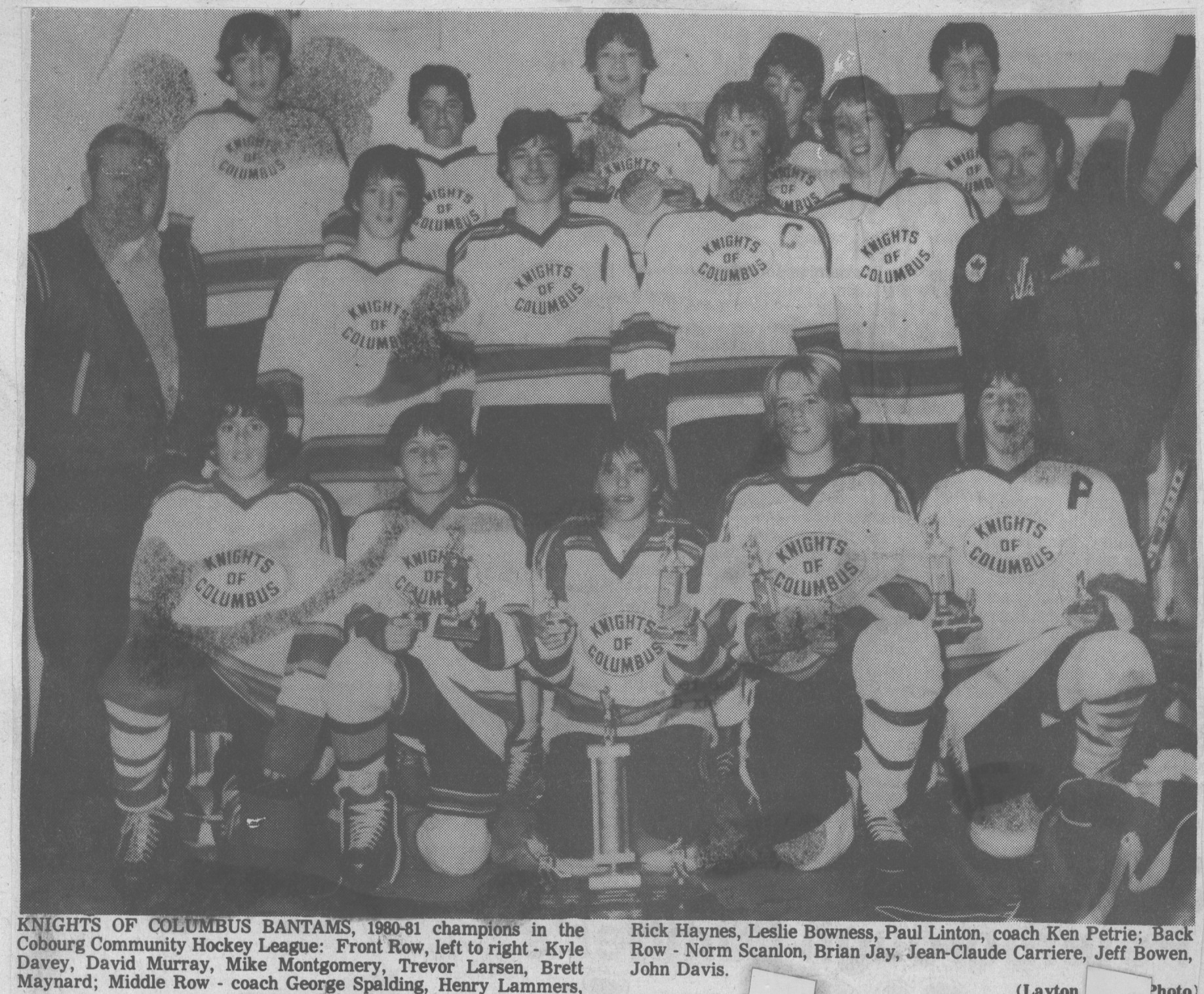 1981 Ken Petrie-Knights of Columbus Bantams-CCHL Champs