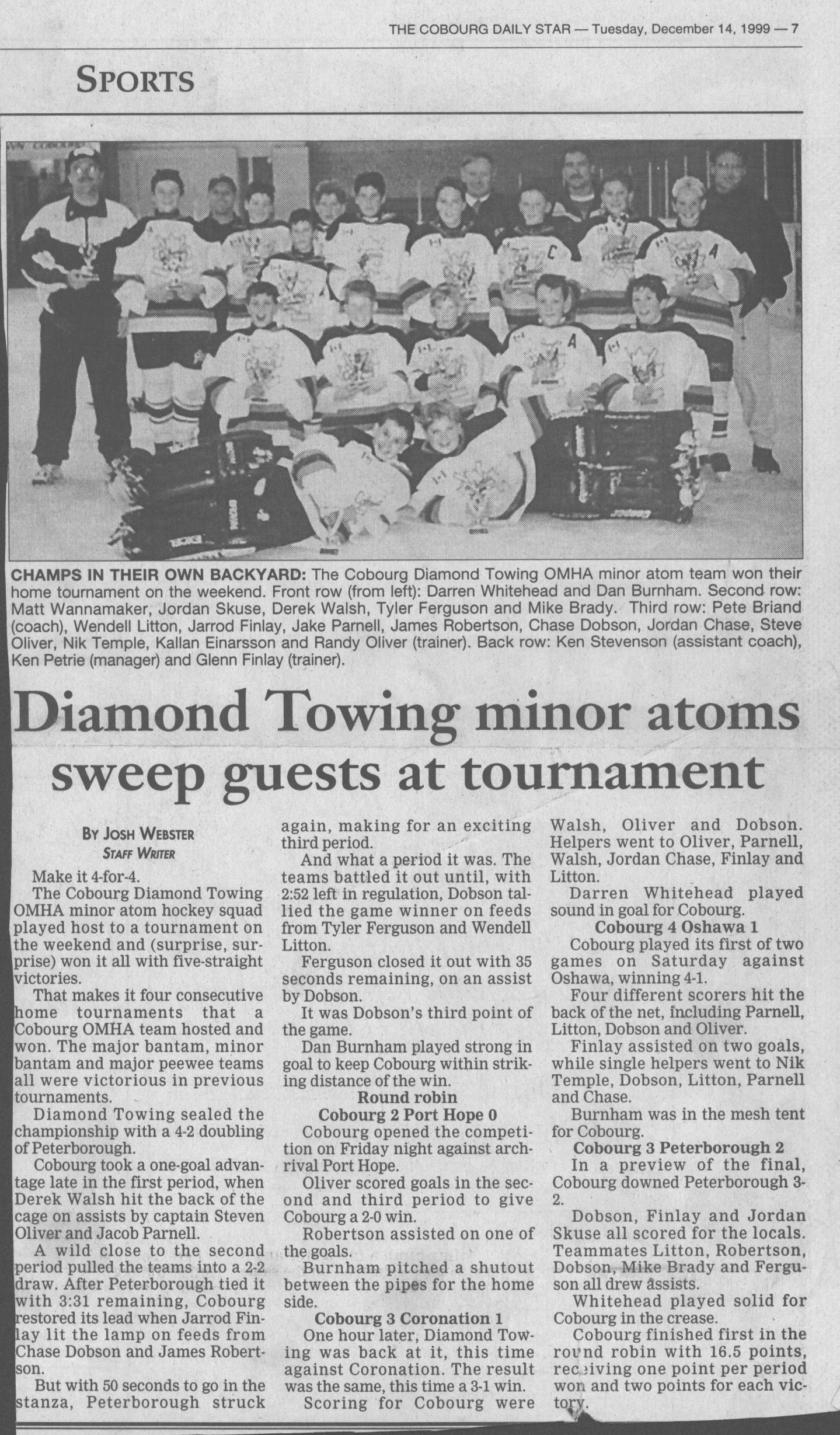 1999 Ken Petrie-Cobourg Minor Atoms-sweep home tourney