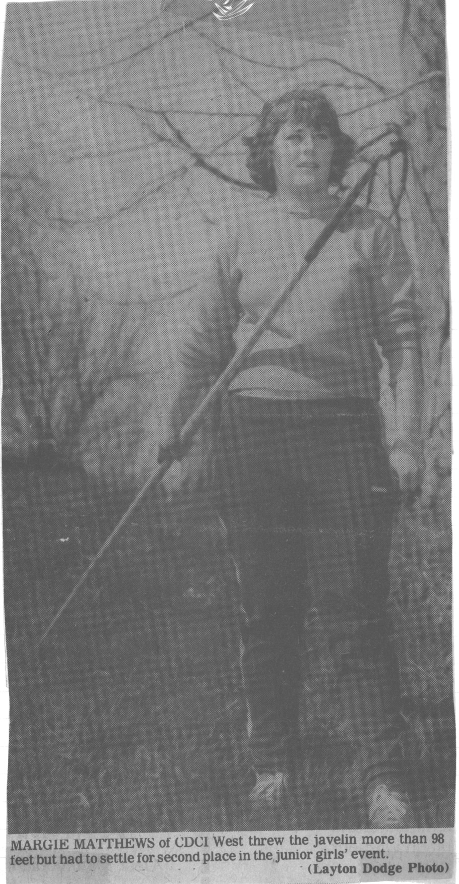 1977 M Matthews places 2nd in javelin CDCI West event