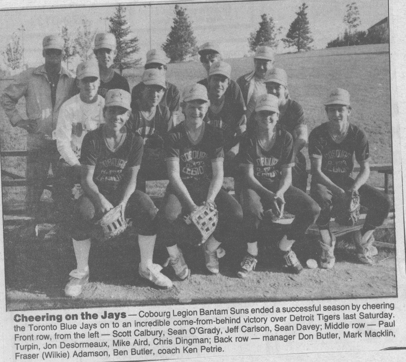 Ken Petrie coached Cobourg Legion Bantam Suns