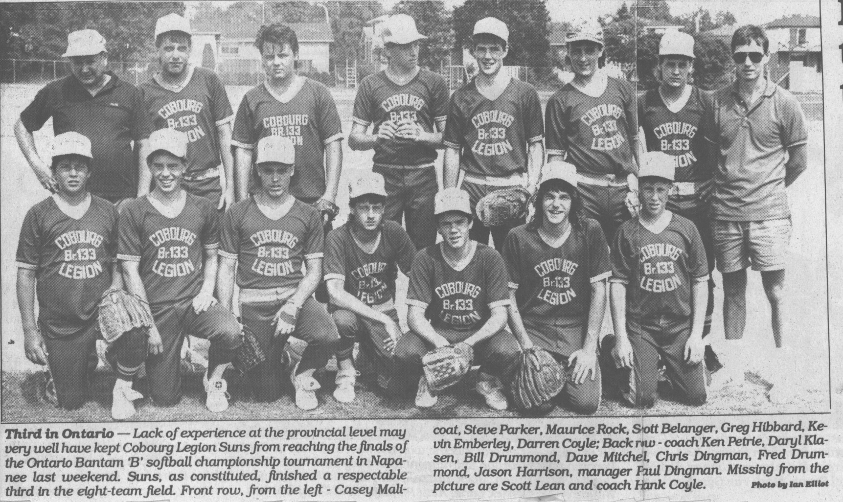 Ken Petrie-Cobourg Legion Suns Bantams 3rd in provincial tourney