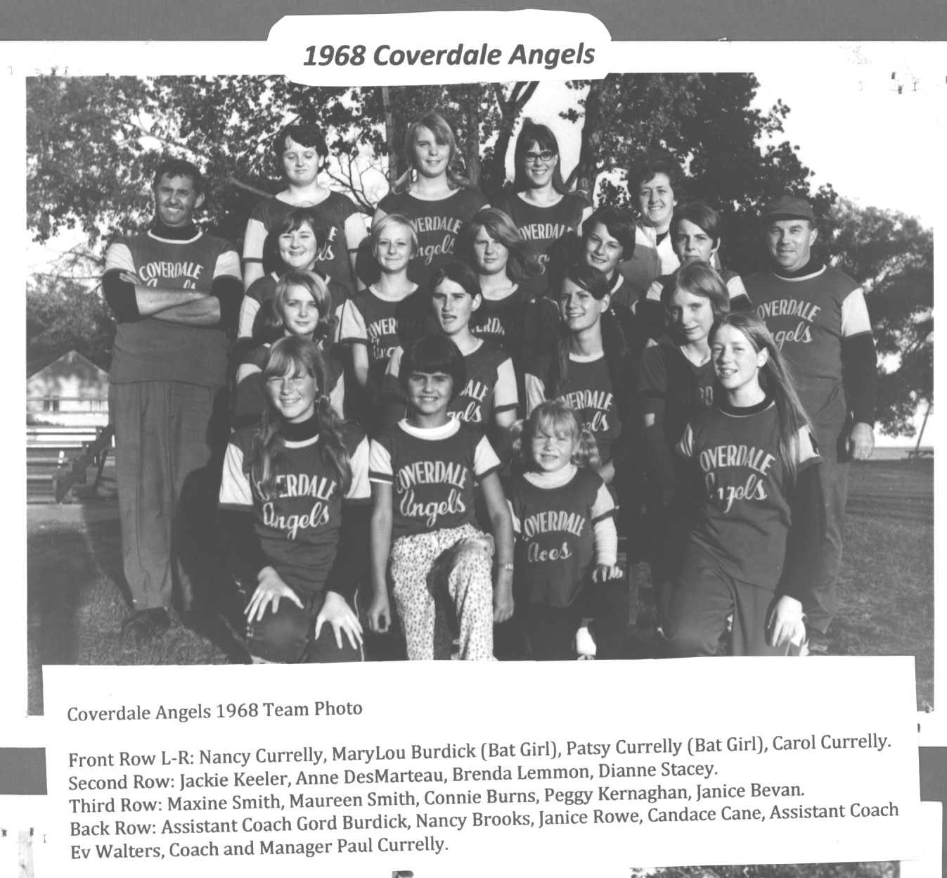 1968 Coverdale Angels Women's Fastball Team Photos
