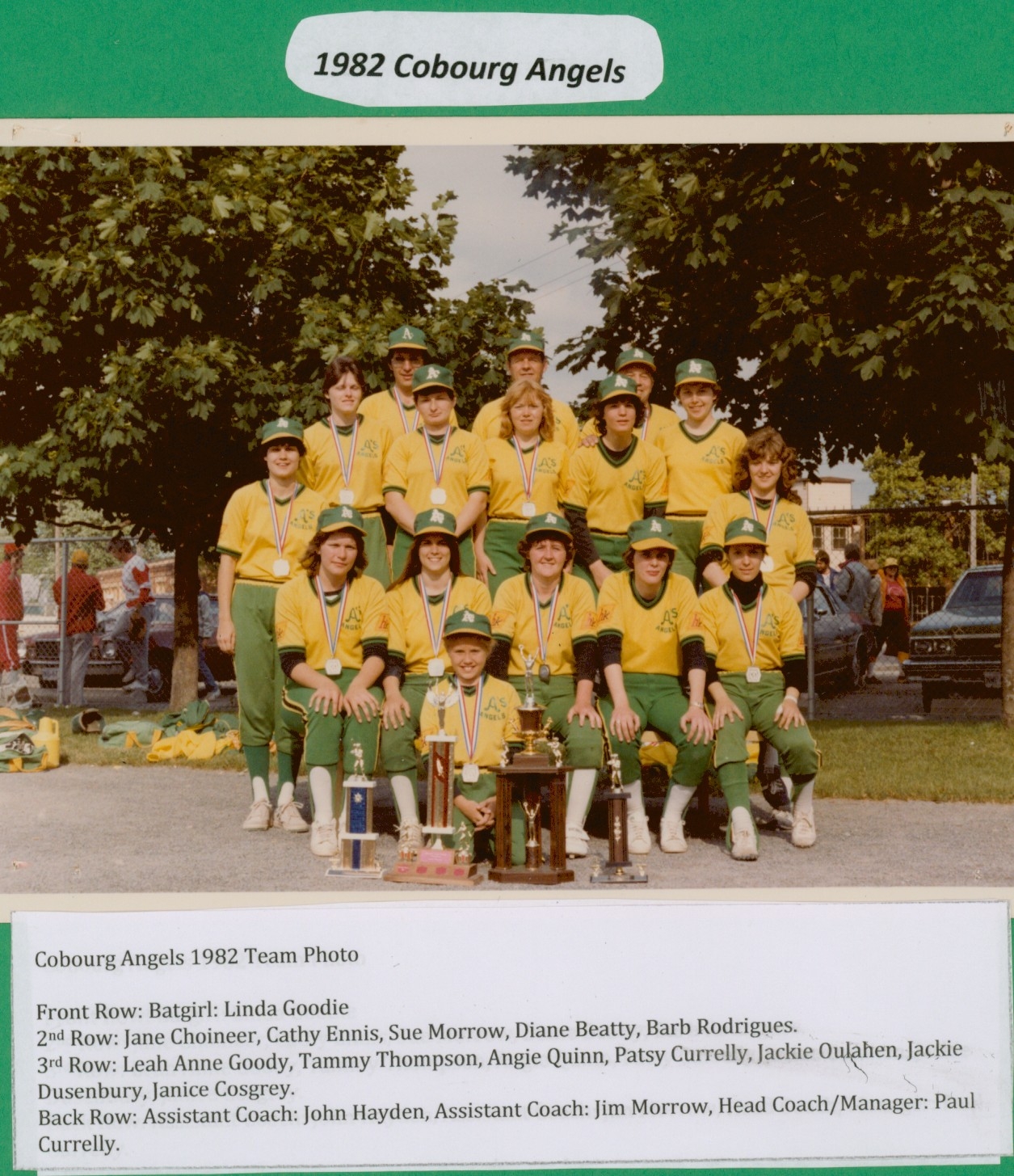 1982 Cobourg Angels Women's Fastball Team photos