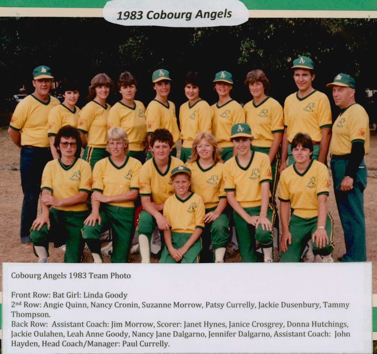 1983 Cobourg Angels Women's Fastball Team photos