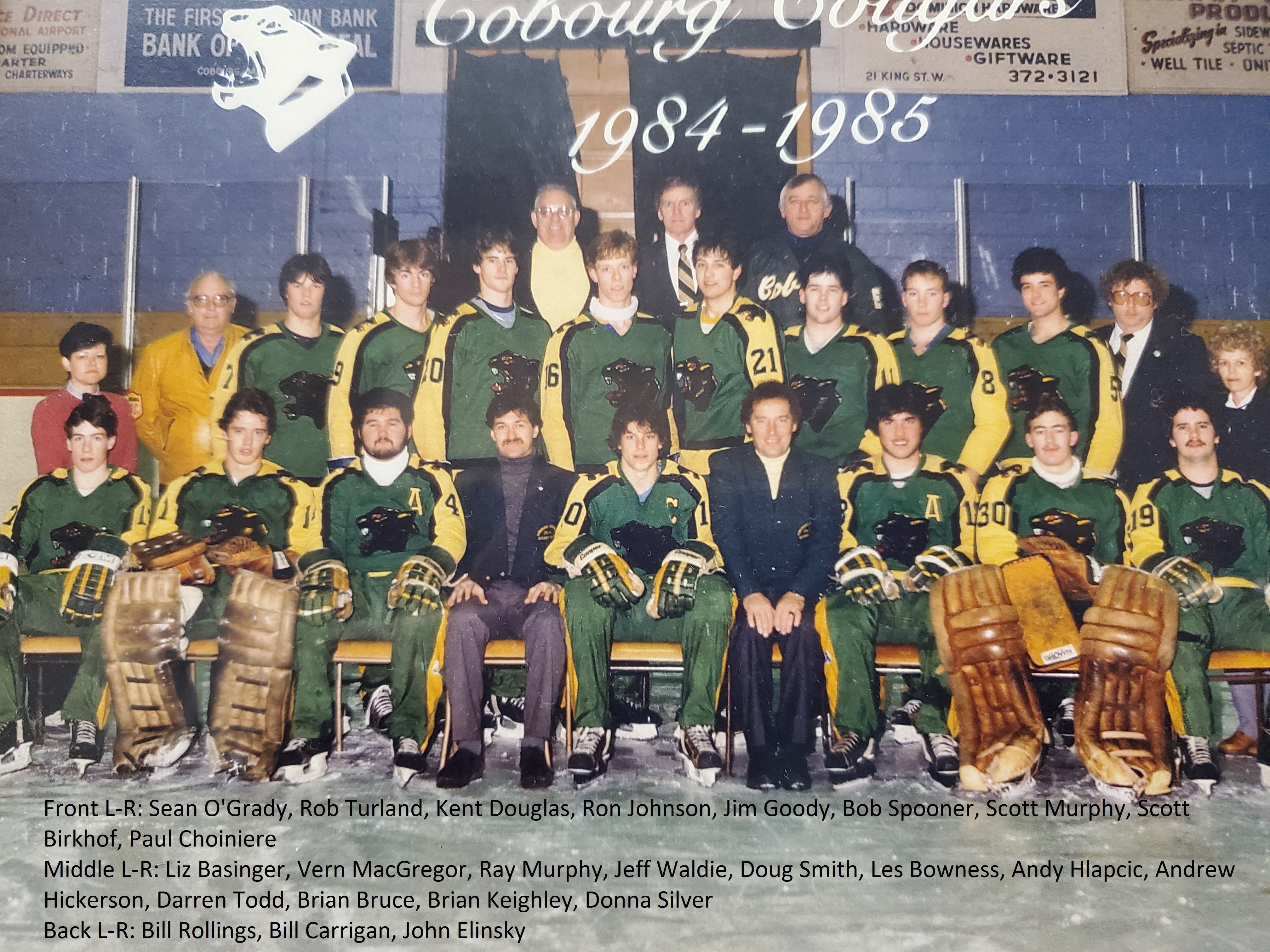 1985 Cobourg Cougars hockey team photo