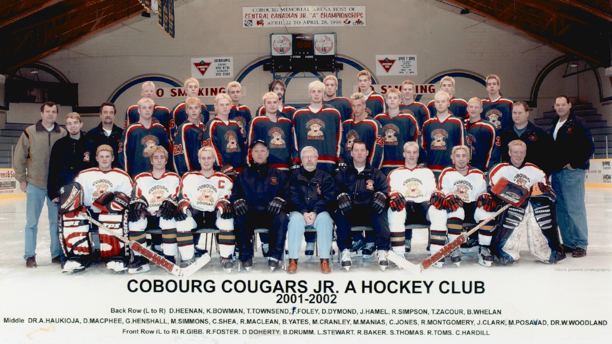 2002 Cobourg Cougars hockey team photo- Junior A