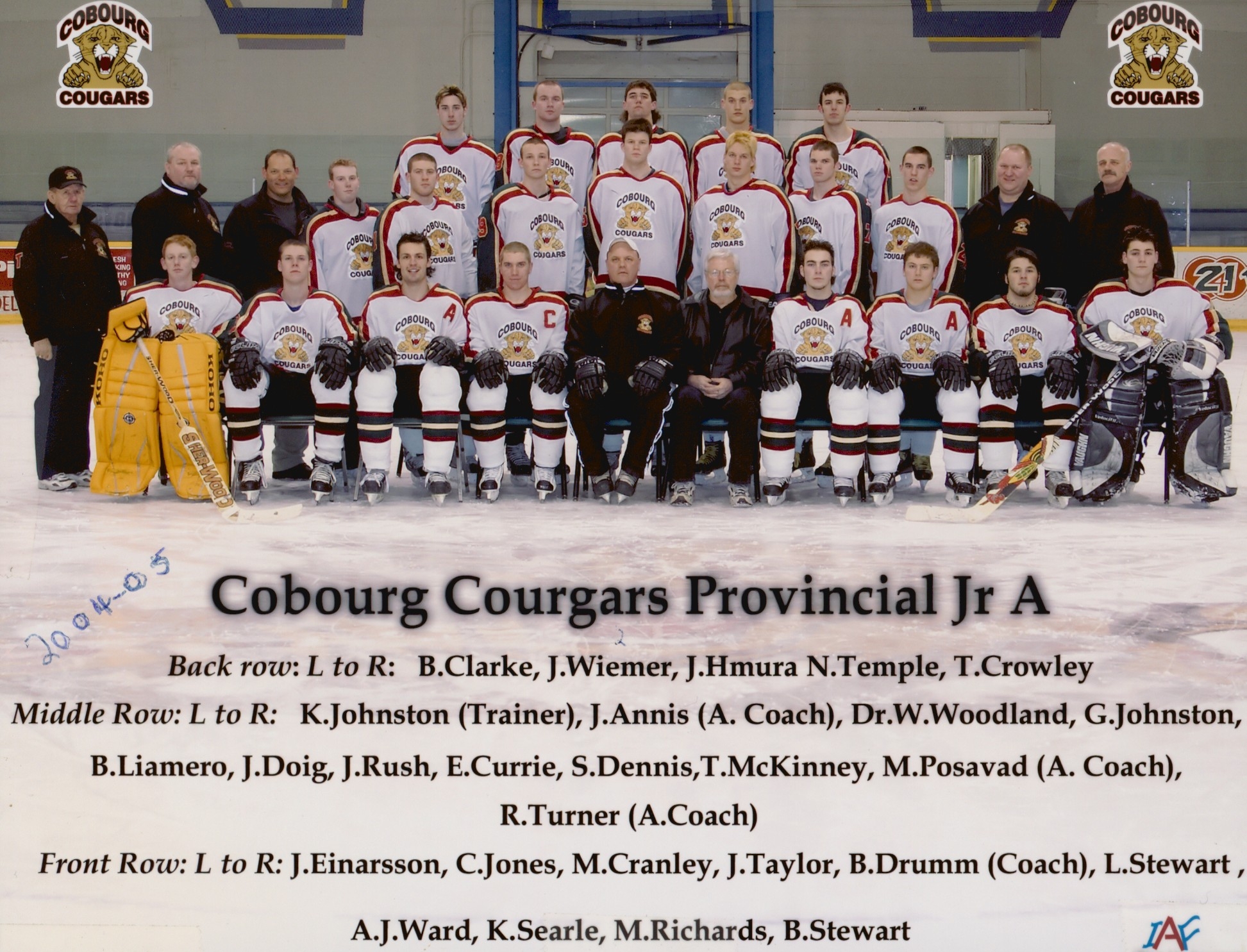2005 Cobourg Cougars hockey team photo- Junior A