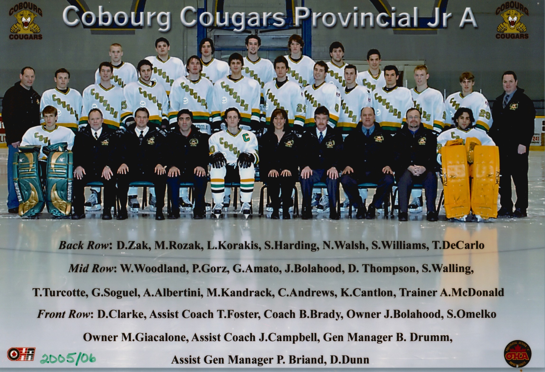 2006 Cobourg Cougars hockey team photo- Junior A
