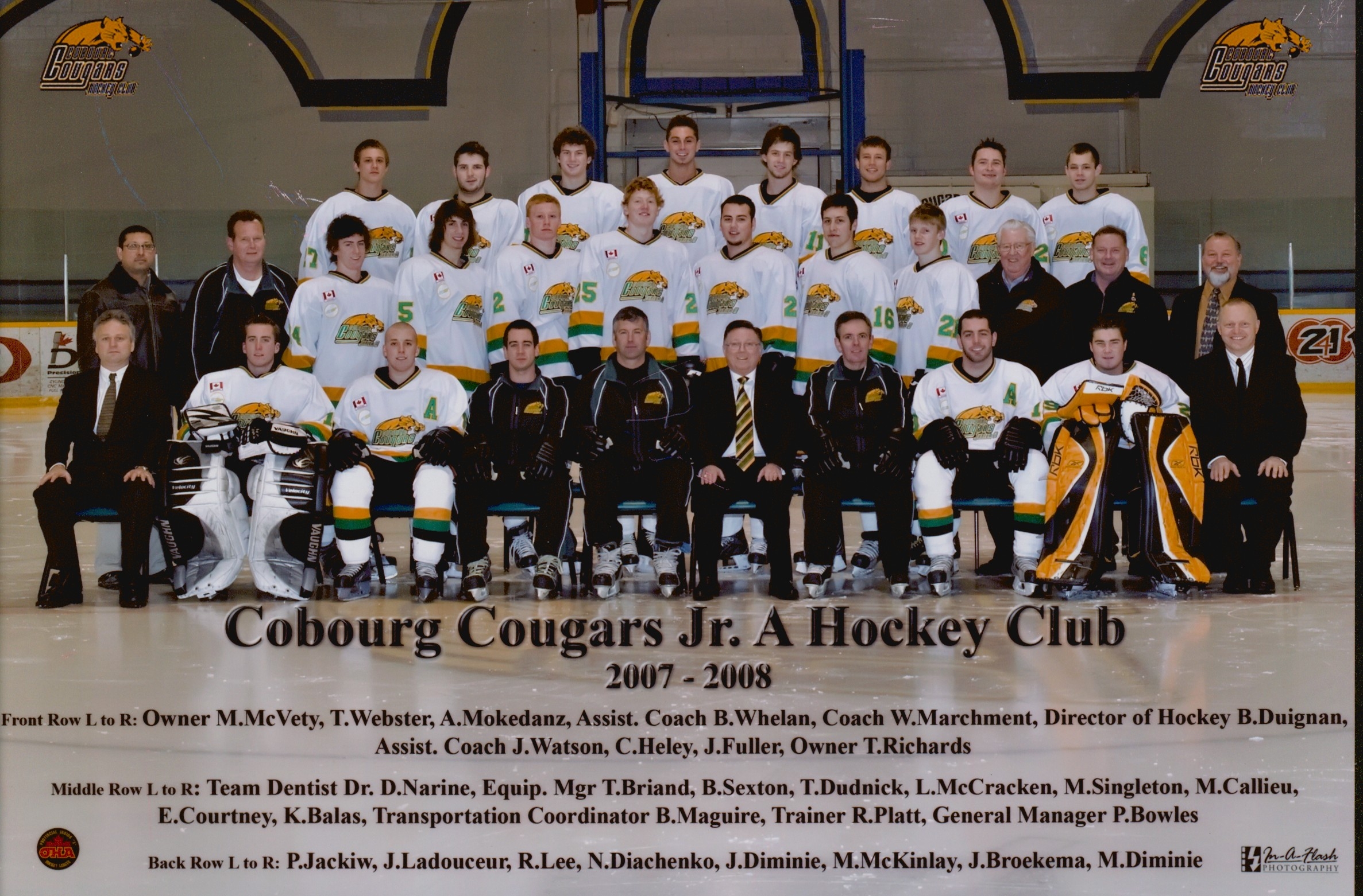 2008 Cobourg Cougars hockey team photo- Junior A