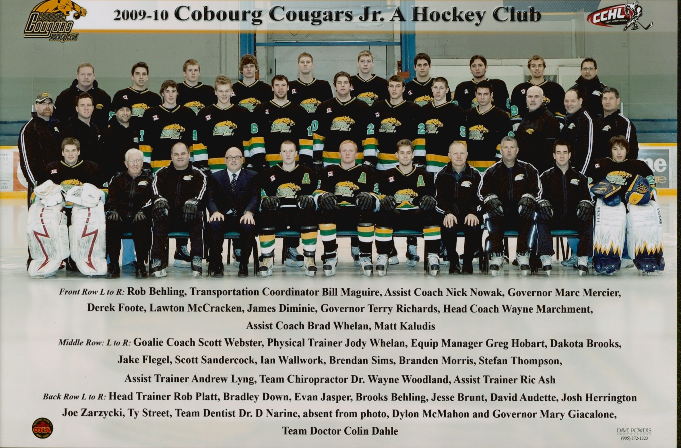2010 Cobourg Cougars hockey team photo- Junior A