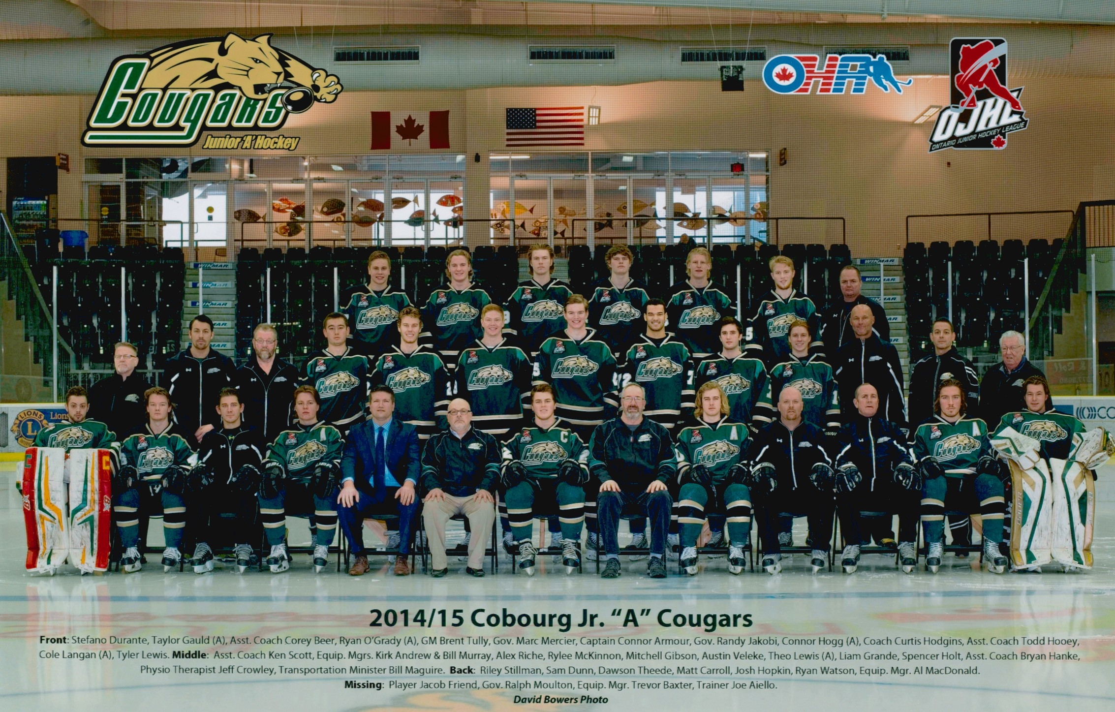 2015 Cobourg Cougars hockey team photo- Junior A