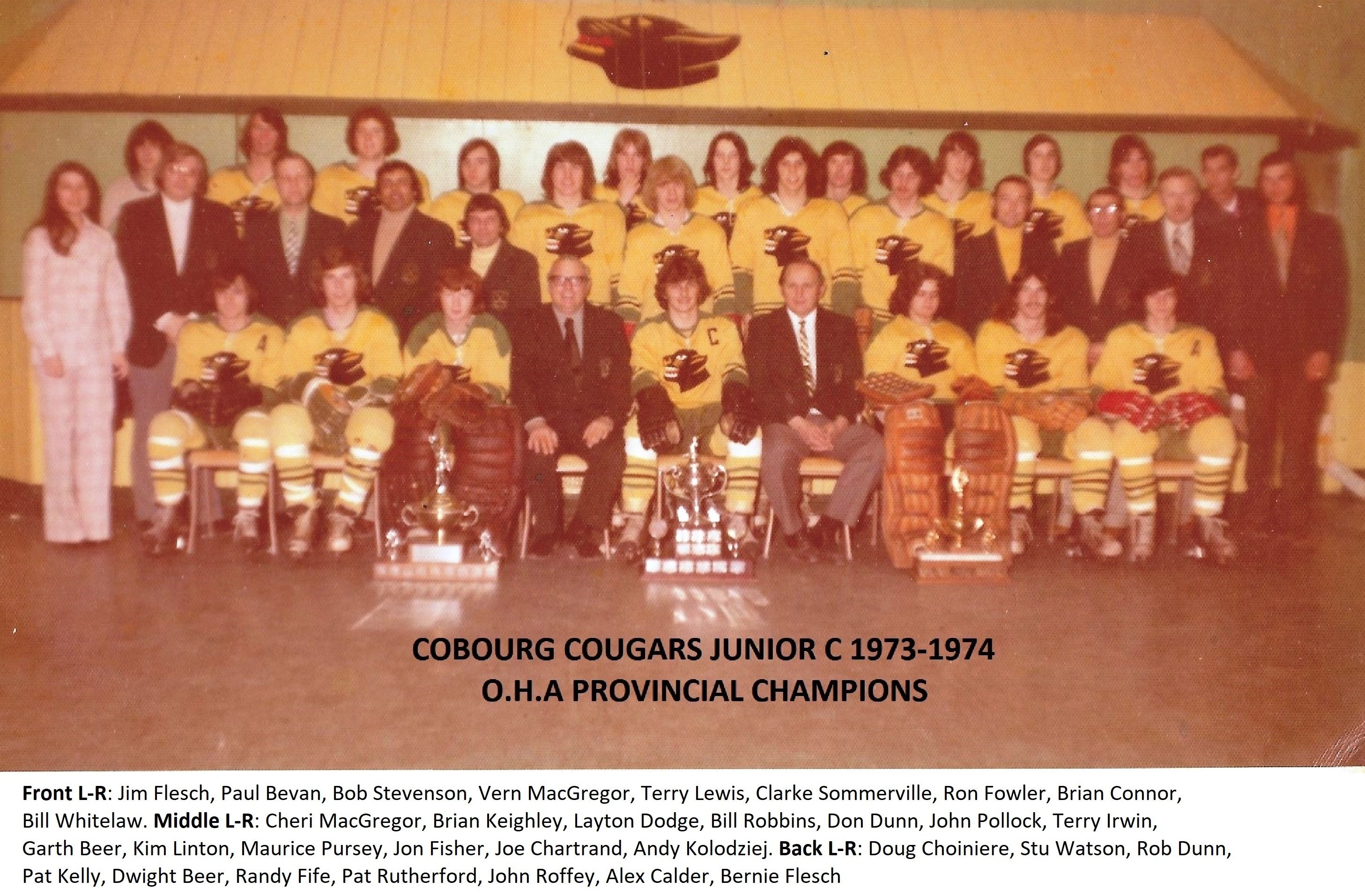 1973-74 Cobourg Cougars hockey team photo- junior C