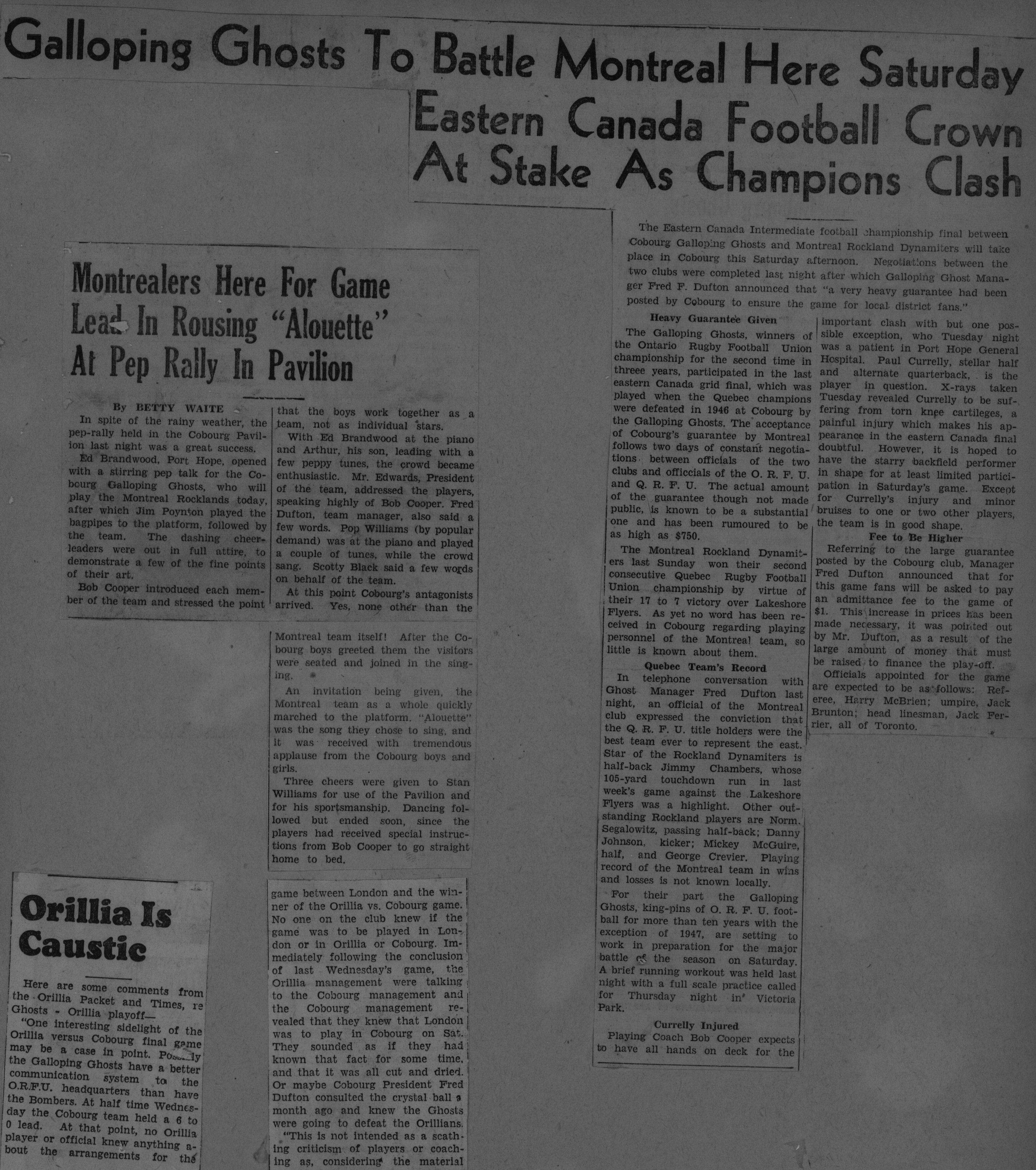 Football -Galloping Ghosts -1948 -B13-Playoffs