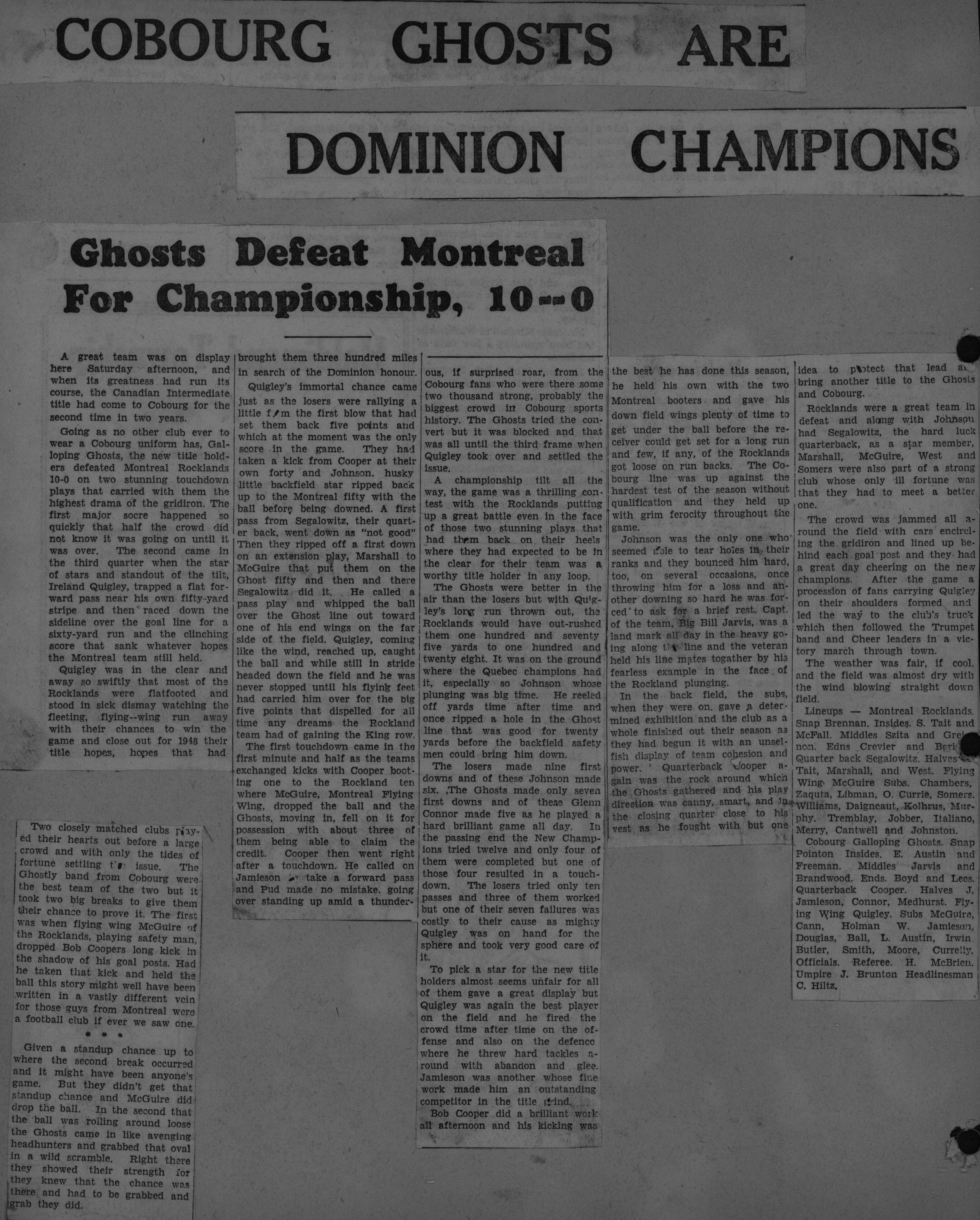 Football -Galloping Ghosts -1948 -B14 Playoffs