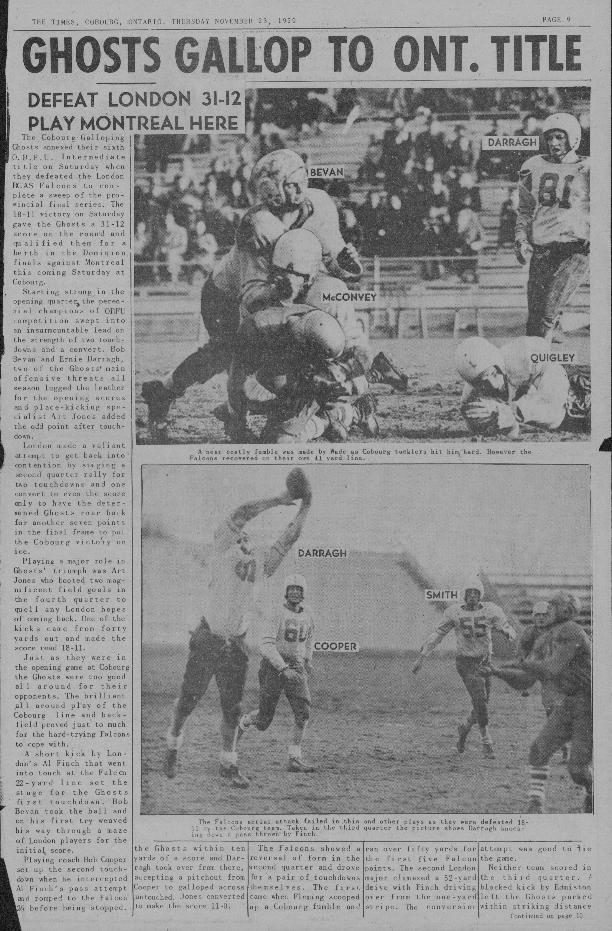 Football -Galloping Ghosts -1950 -B10 -playoffs