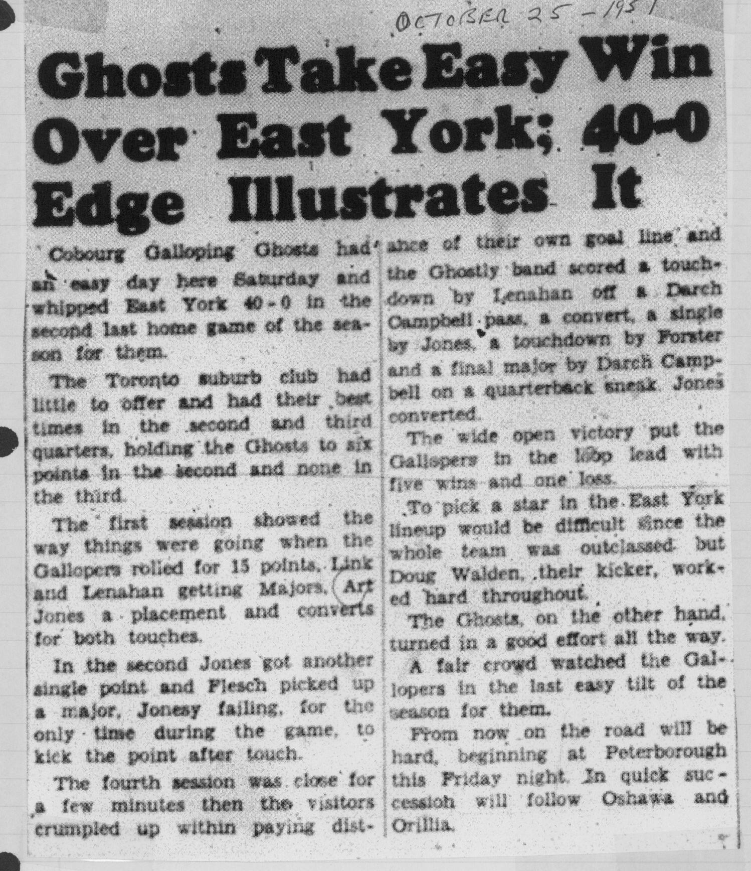 Football -Galloping Ghosts -1951 -A08-season