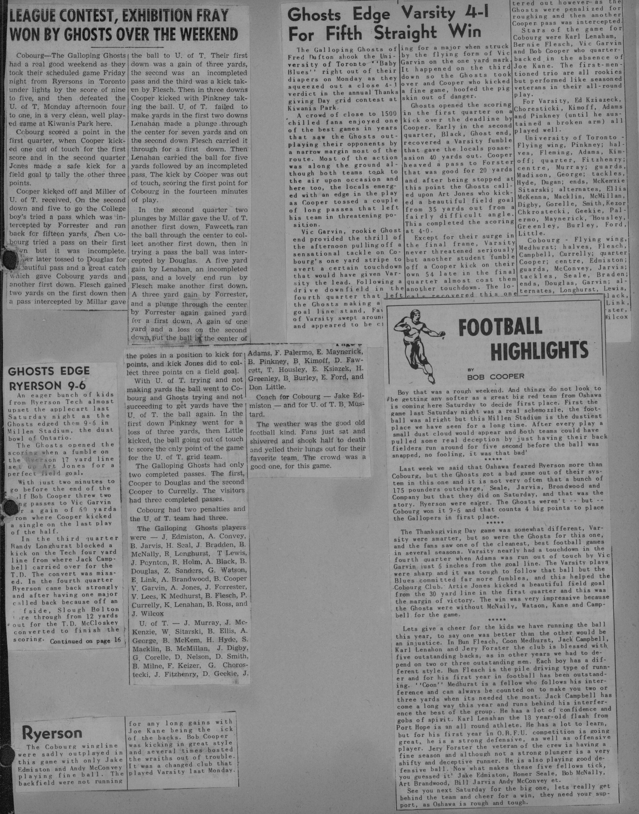 Football -Galloping Ghosts -1951 -A10-season