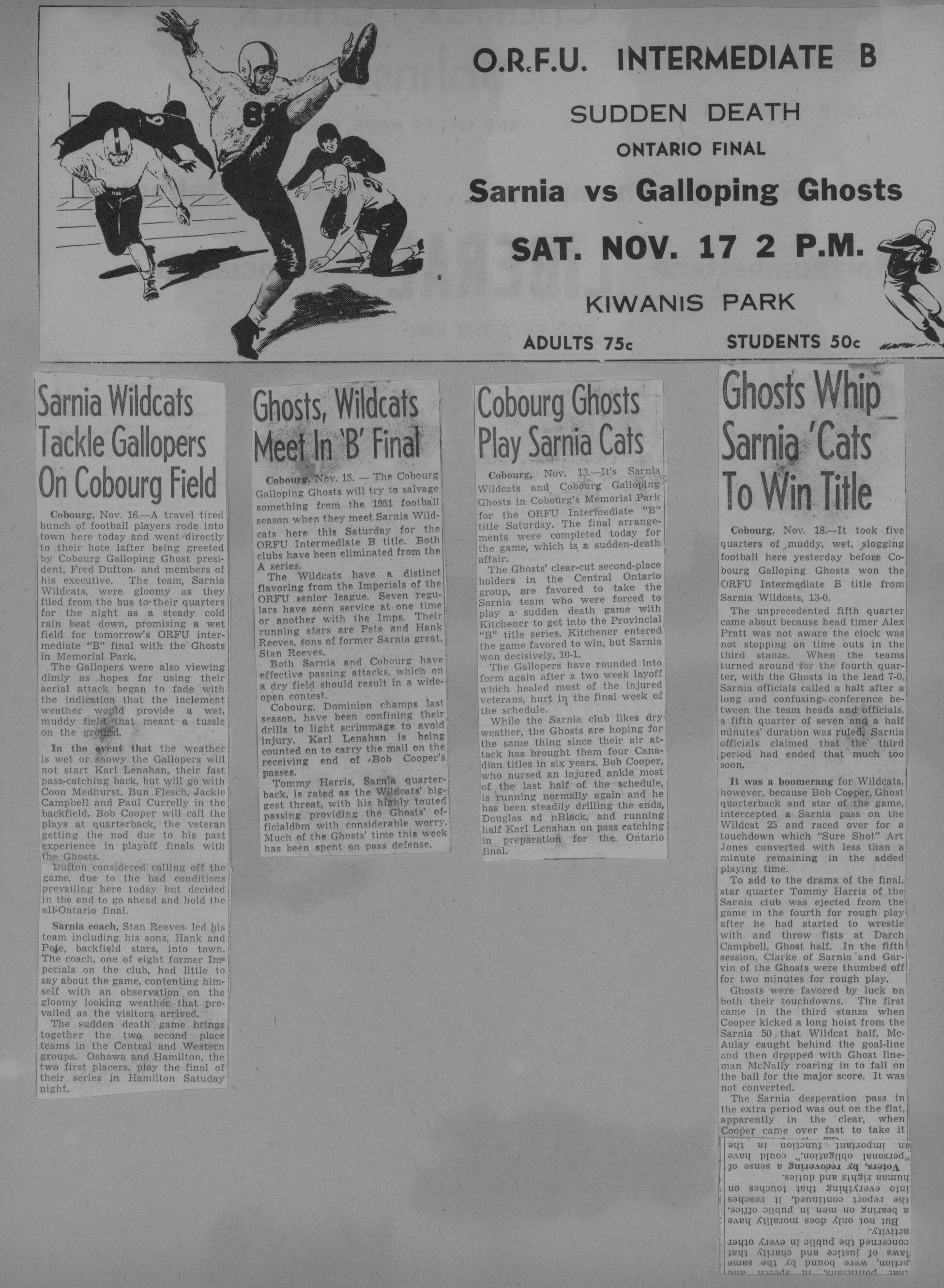 Football -Galloping Ghosts -1951 -B05-playoffs