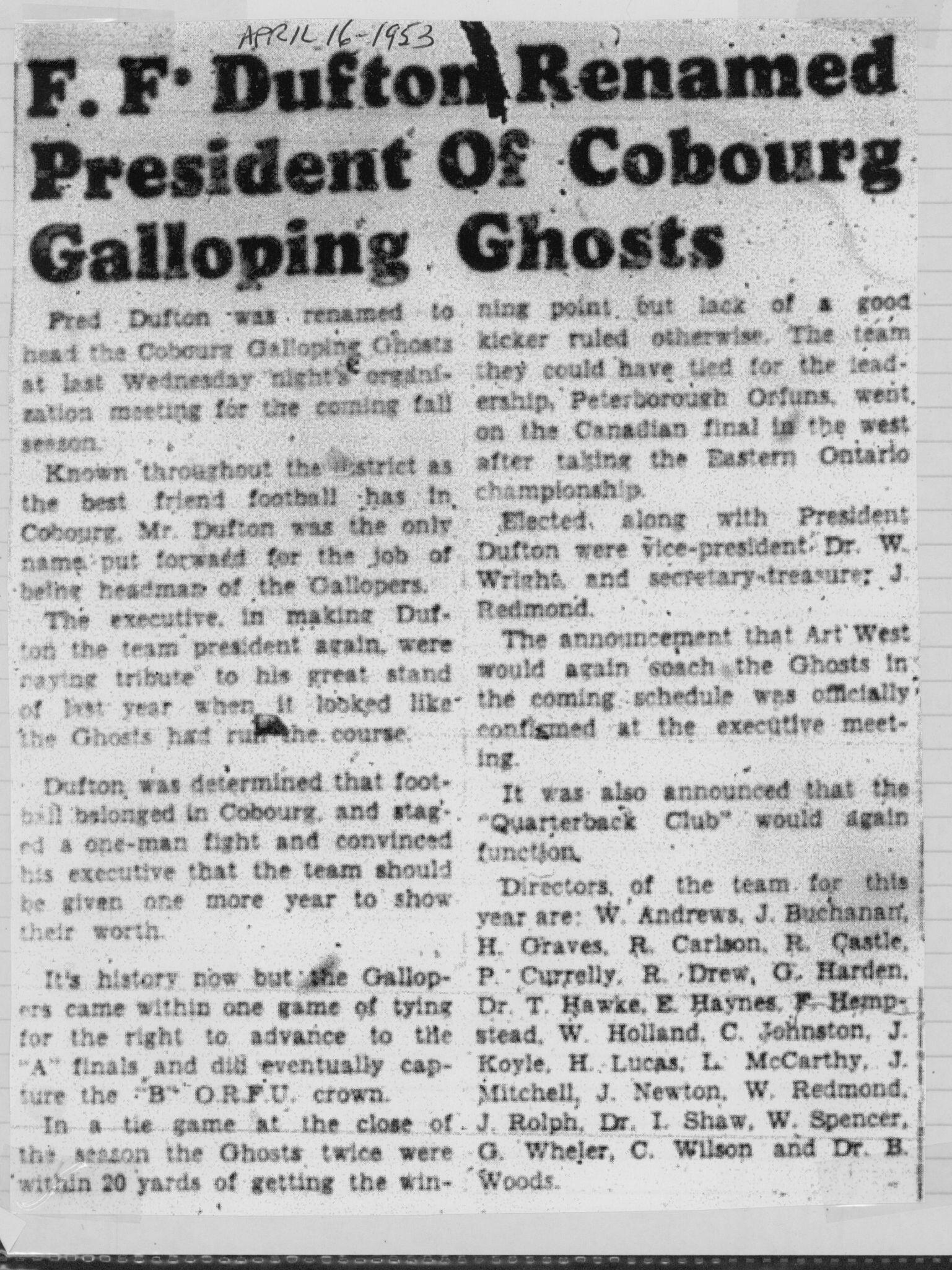 Football -Galloping Ghosts -1953 -A01-season