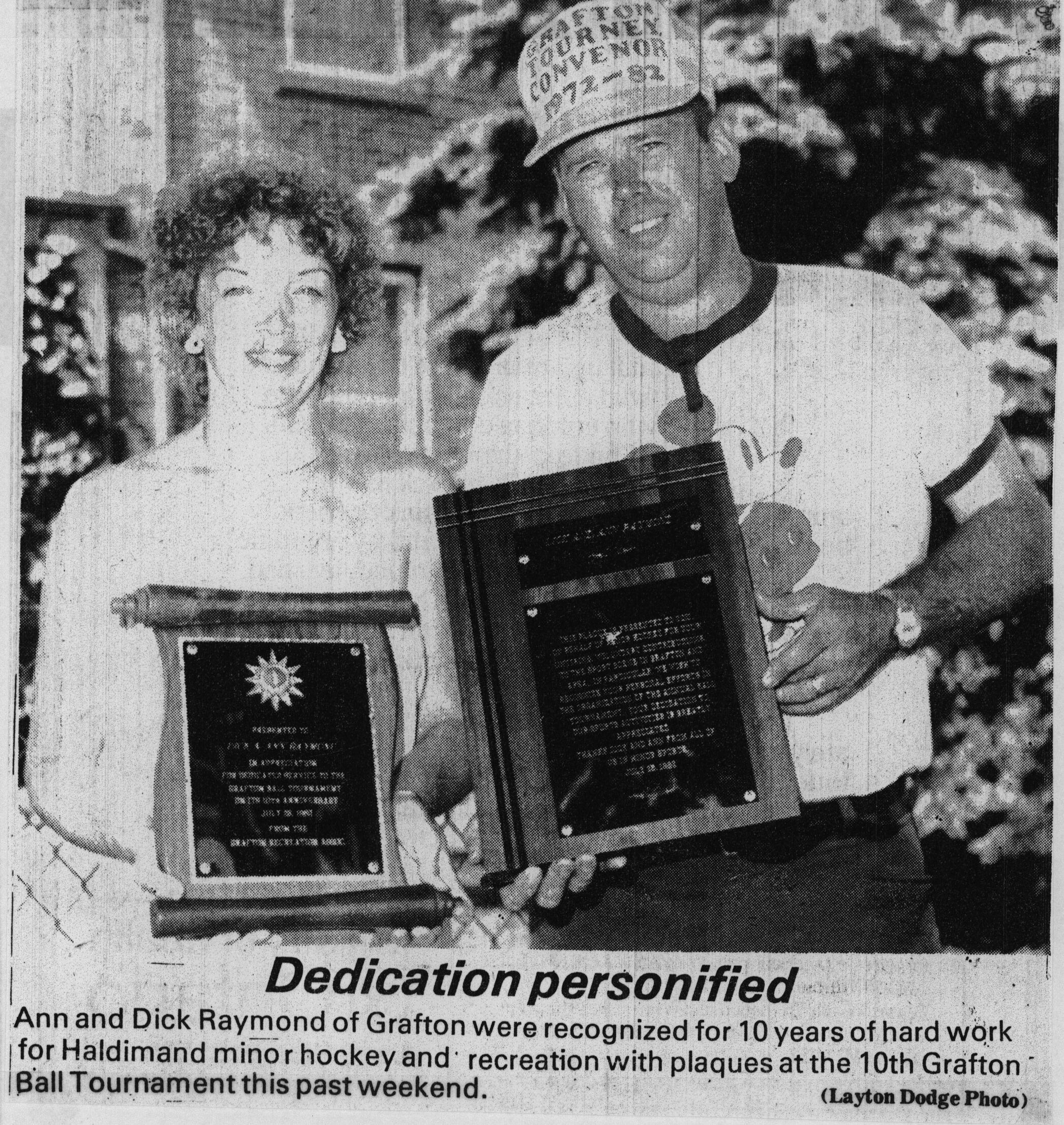 Softball -Grafton Tournament -1982 -10 Year Recognition