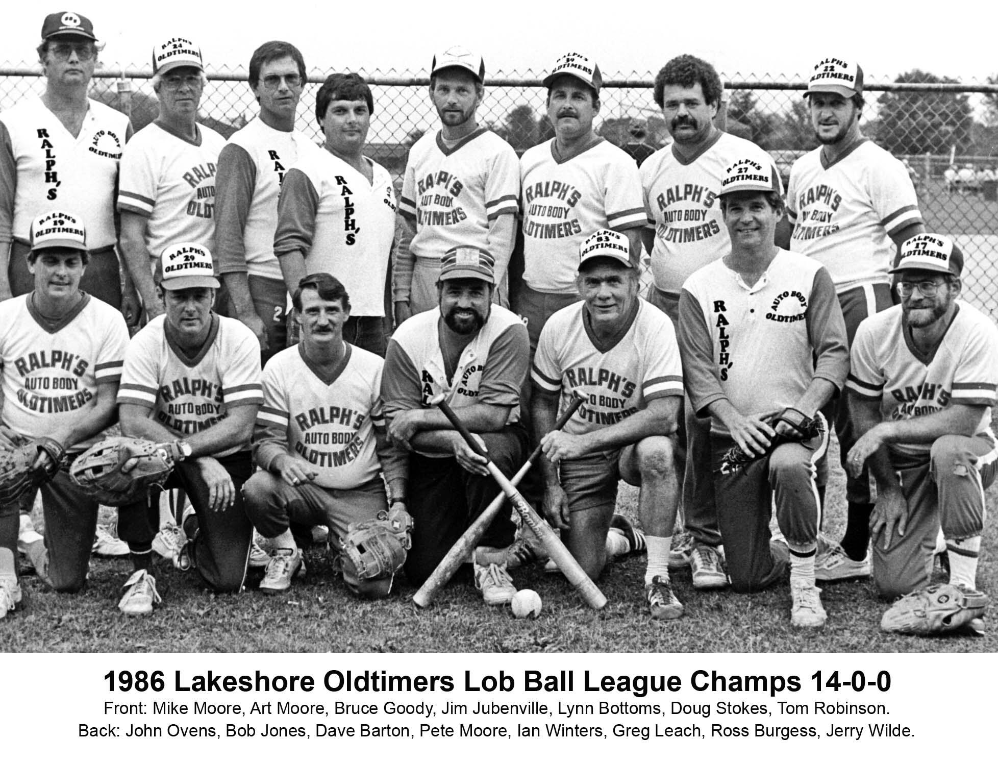 15JJ-1986 Lakeshore Oldtimers Lob Ball League -Champs-Ralphs Auto Body