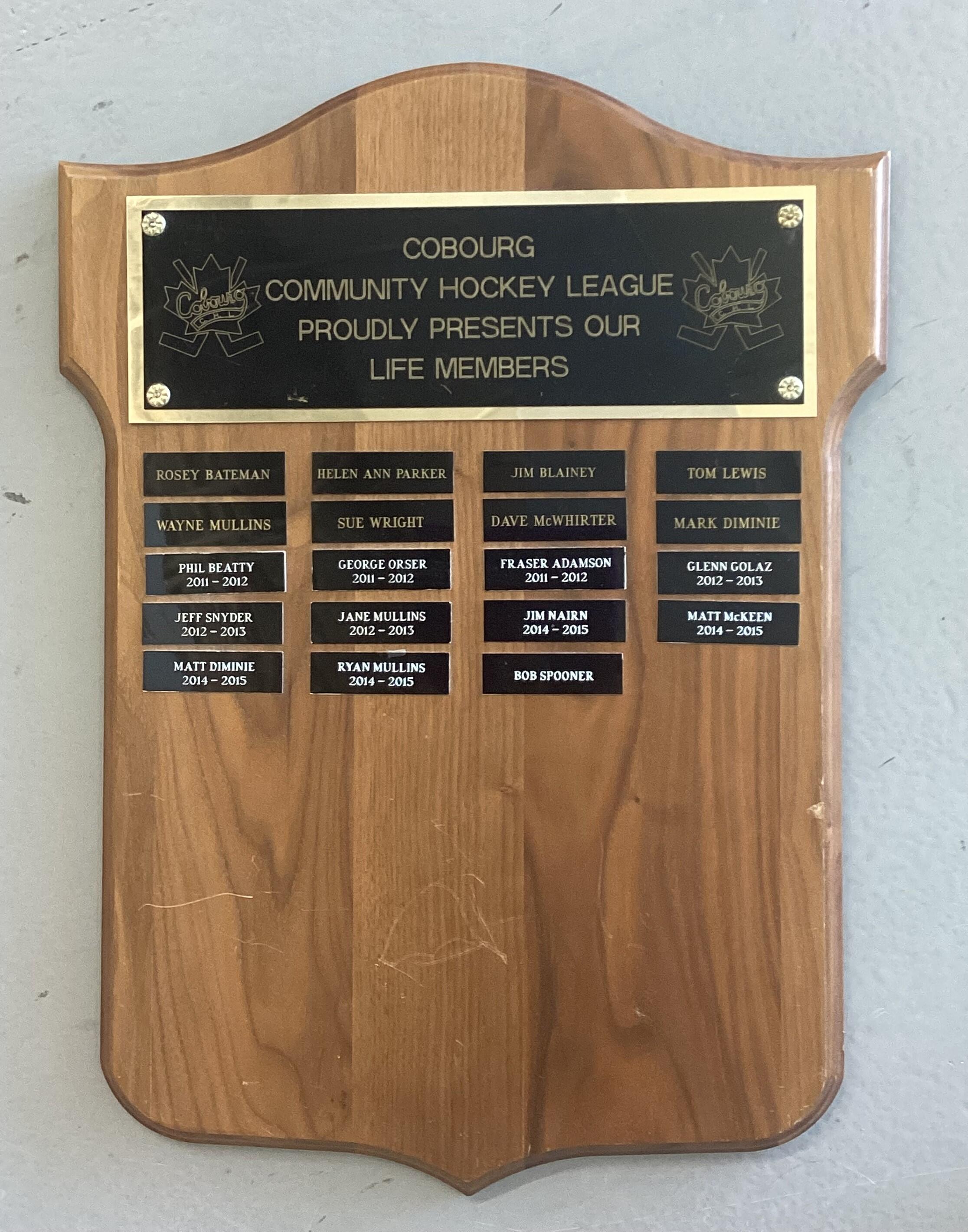 T&P-25 Cobourg Community Hockey League - Life members