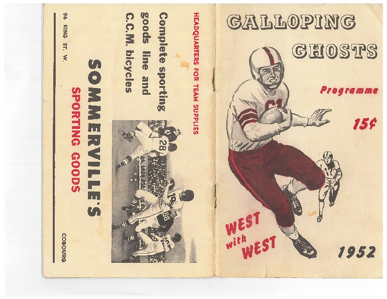 1952 Galloping Ghosts program vs Oshawa
