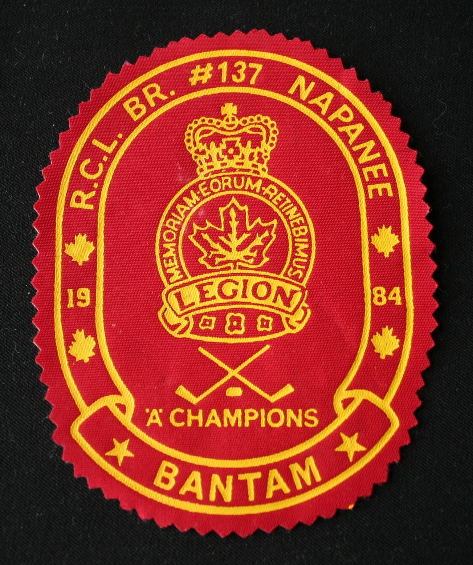 1984 CCHL Bantam crest from Napanee tournament