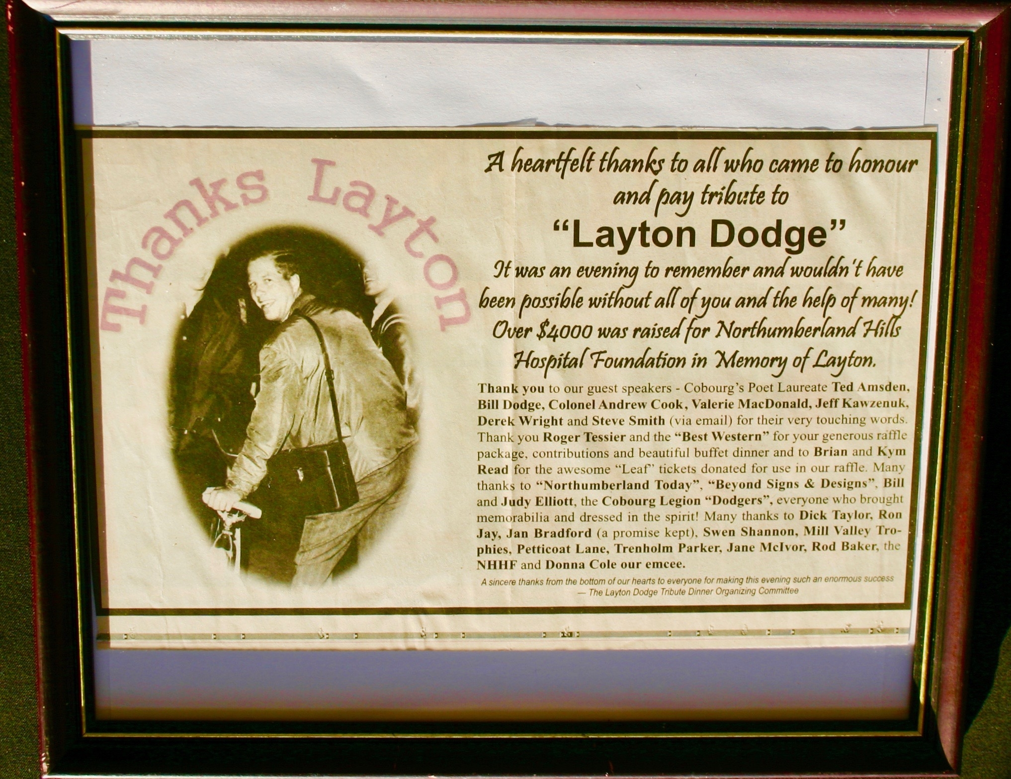 2014 Layton Dodge article from Tribute event