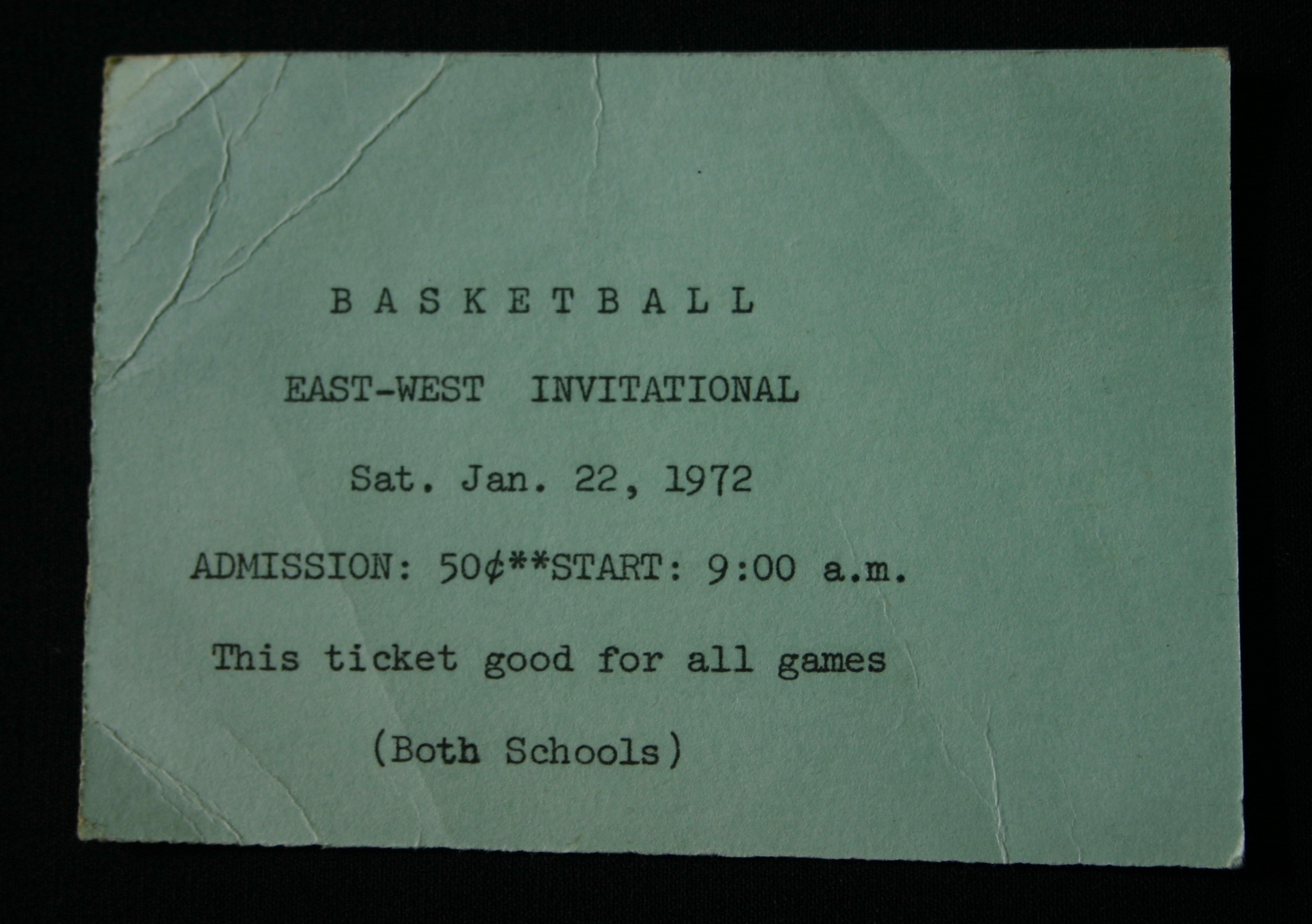 1972 CDCI East-West basketball admission card