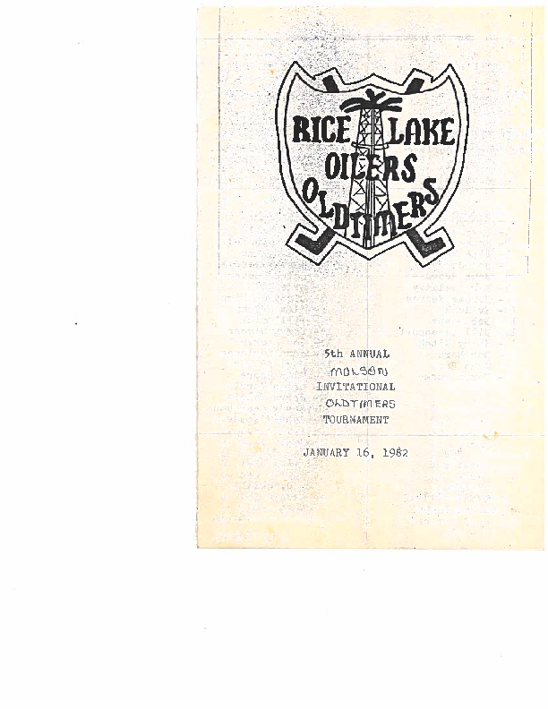 1982 program-Rice Lake Oilers Hockey tournament
