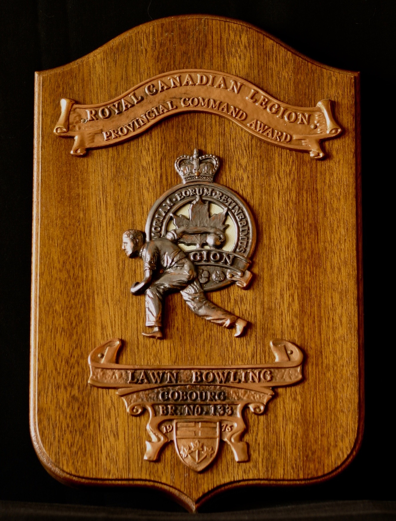 1976 Cobourg Legion Lawn Bowling wall plaque