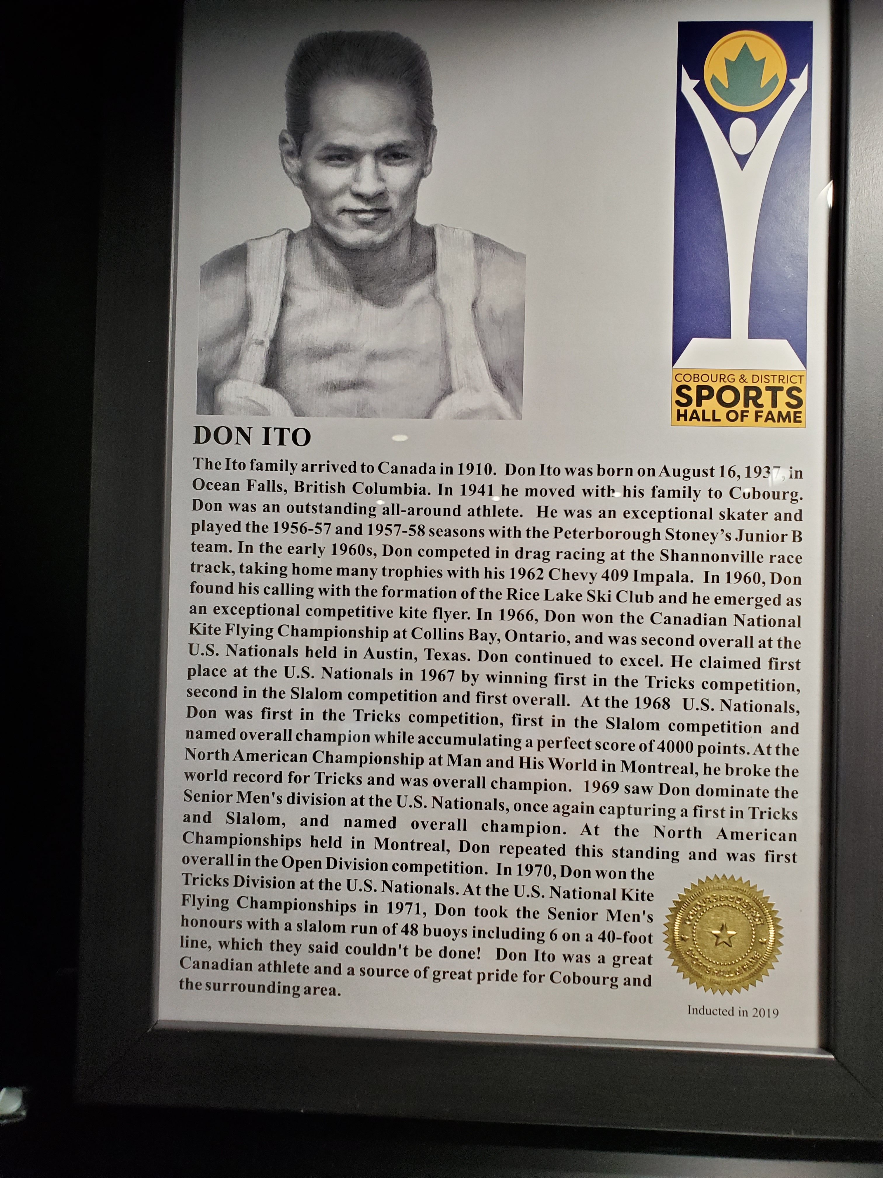 2019 Don Ito Induction Certificate