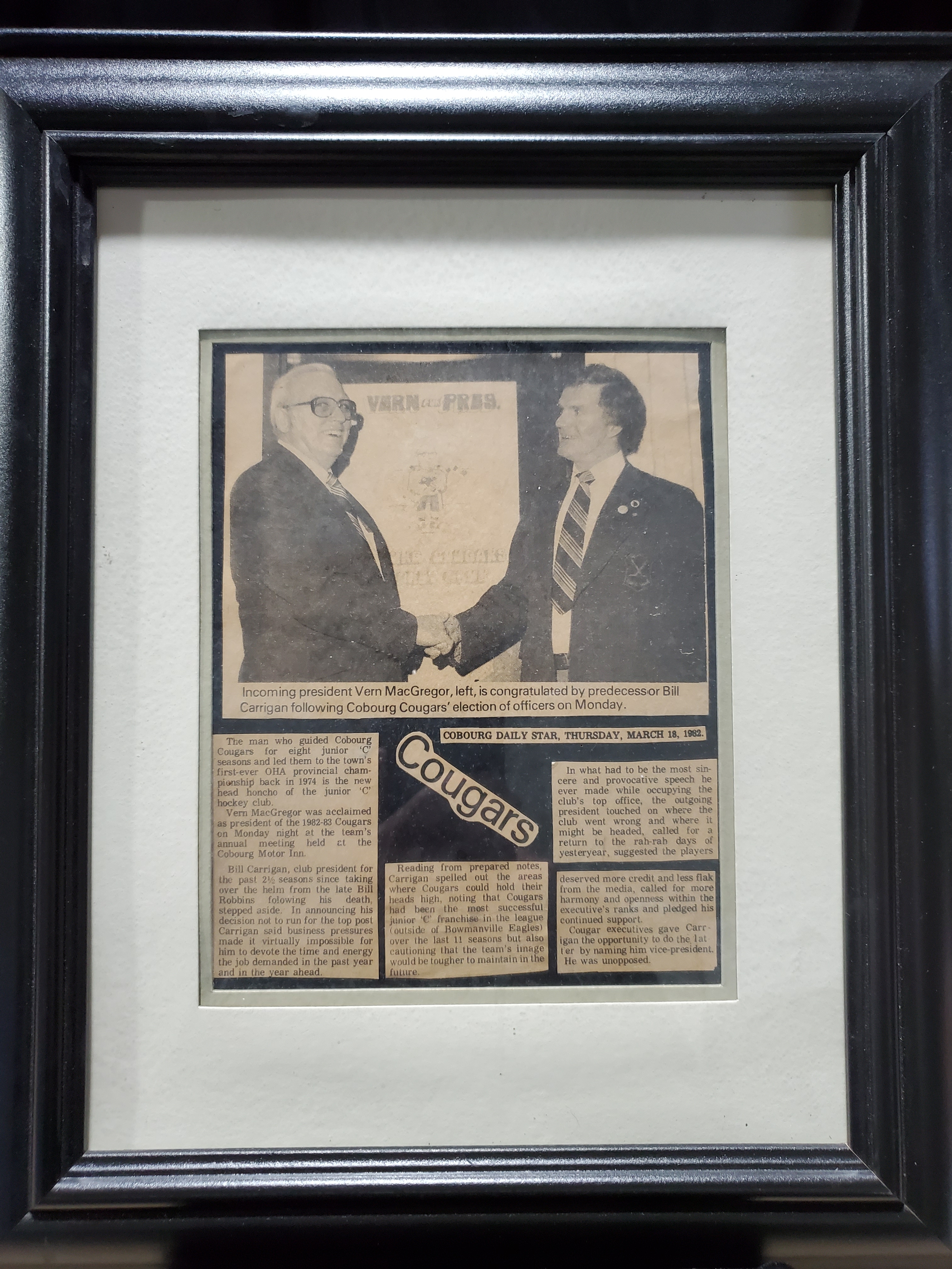 1982 Cobourg Cougar photo Carrigan & MacGregor