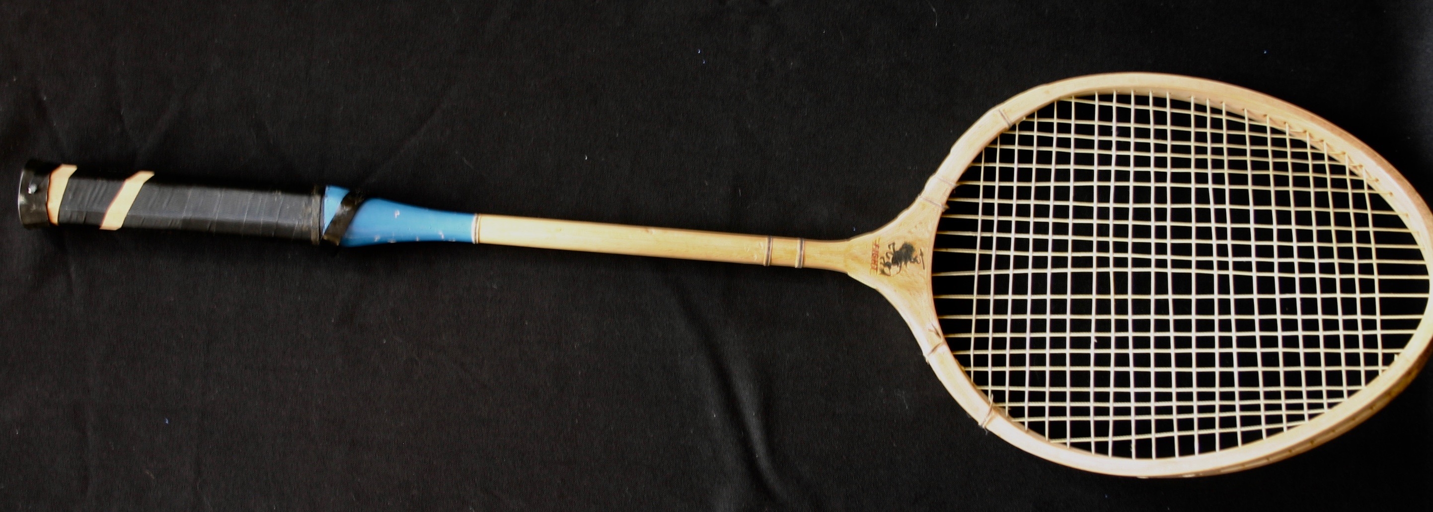 1950 badminton wooden racquet blue handle Cobourg and District Sports