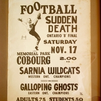 1951 Galloping Ghosts game poster vs Sarnia