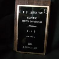 1983 OldTimers Tourney MVP plaque Ross Quigley