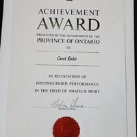 1976 Carol Radlo certificate Province Ontario