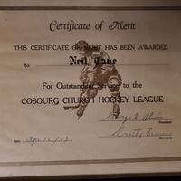 1973 Neil Cane Certificate of Merit from CCHL